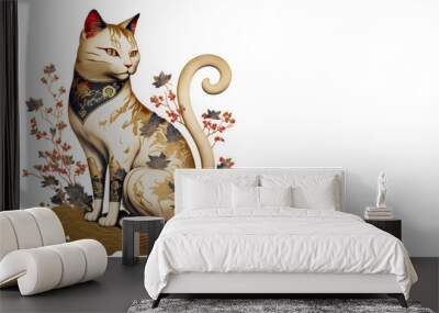 Tet Vietnamese lunar new year, 2023 year of the cat zodiac card generative ai	 Wall mural