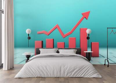 A vibrant illustration of a growth chart, showcasing upward trends and financial success in a modern business environment. Wall mural