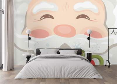 Banner -- Santa warms / Vector christmas illustration, Santa drinking a hot drink Wall mural