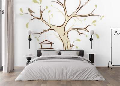 Birds on spring tree Wall mural