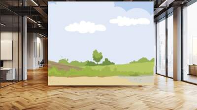 From village to city. Vector illustration, urban and rural landscapes. Wall mural