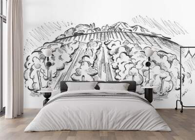 Landscape with vineyard Wall mural