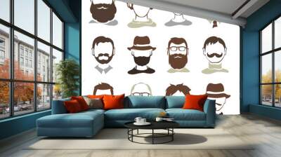 Set illustrations -- male avatars Wall mural