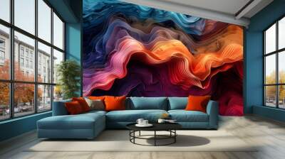 Flowing Psychedelic Surreal Dreamscape with Hypnotic Wood Textures and Organic Shapes Wall mural