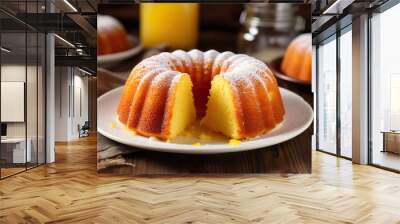 Delicious cornmeal cake on table. Typical Brazilian cake. Wall mural