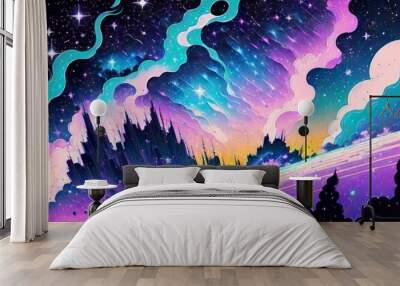 abstract alien landscape watercolor background Wall mural