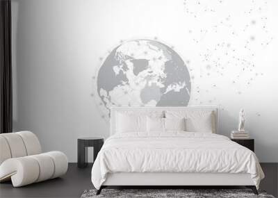 Global network connection. globe polygonal mesh and line as business , technology and composition concept. Vector Illustration. Wall mural