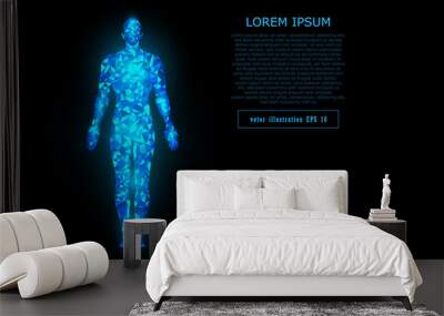 HUD interface virtual human body polygonal hologram future system health innovation and technology concept background, vector illustration. Wall mural