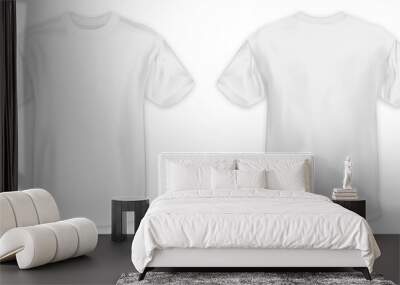 White T-shirts front and back isolated on white background as design template. vector illustration. Wall mural