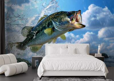 A big fish jumps out of the water Wall mural