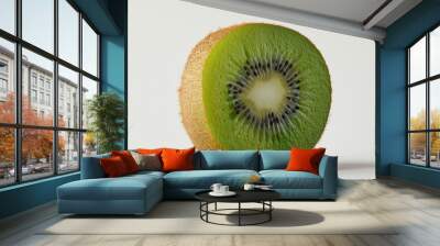 A whole kiwi isolated a white background Wall mural