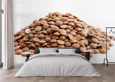 A whole pile of lentils isolated on white Wall mural