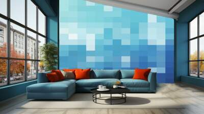 Abstract Blue geometric Background, Creative Design Templates. Pixel art Grid Mosaic, 8 bit vector background. Wall mural