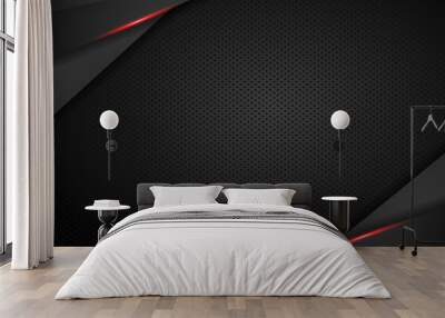 Abstract Metallic modern Red black frame design innovation concept layout background. Wall mural