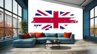 Grunge brush stroke with United Kingdom national flag. Watercolor painting flag. Symbol, poster, banner. Vector Isolated on white background. Wall mural