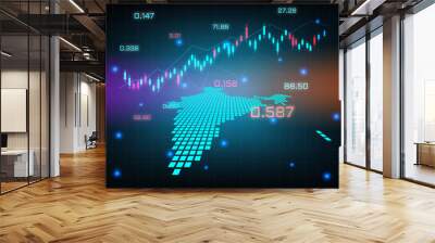 Stock market background or forex trading business graph chart for financial investment concept of India map. business idea and technology innovation design. Wall mural