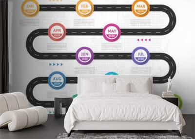 Infographic template for business. 12 Months modern Timeline diagram calendar, presentation vector infographic. Wall mural