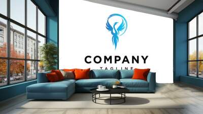 Blue Phoenix logo vector template Wall mural