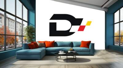 Letter D Flag Race Logo Icon Vect Wall mural