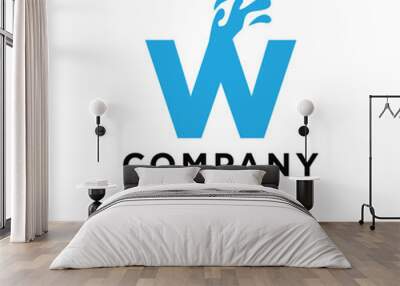 Letter W Water Wave logo icon vector Wall mural