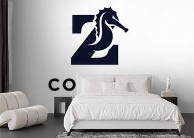 Letter Z Sea Horse Logo Icon Vector Wall mural