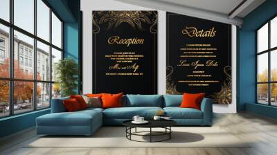 luxury Elegant wedding invitation design set Wall mural