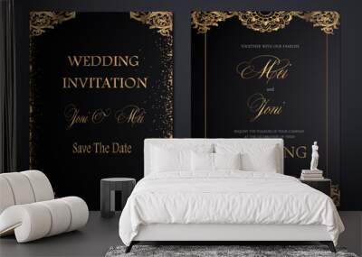 luxury elegant wedding invitation set Wall mural