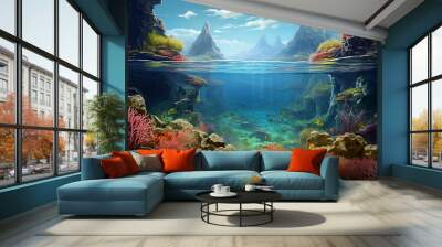 under water ocean background landscape. Generative Ai Wall mural