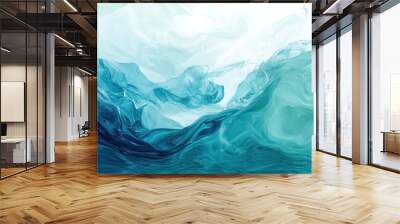  serene ocean waves abstract in cool blue hues Wall mural