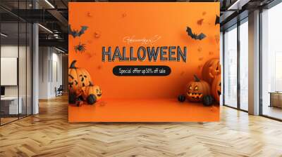 Happy Halloween sale banners or party invitation background.Vector illustration .calligraphy of 