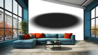 Realistic round oval shadow with soft edges. Dark grey round and oval shadow isolated on transparent background. Template shadow soft, Vector. Wall mural