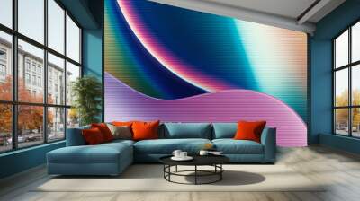 Wavy holographic iridescent texture, synthwave, retrowave, vaporwave 90s and 2000s aesthetic retrofuturism concept Wall mural