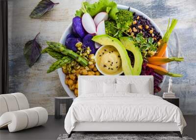 Buddha bowl, healthy and balanced food.  Wall mural