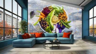 Buddha bowl, healthy and balanced food.  Wall mural