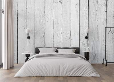 Grunge white painted wooden plank Wall mural