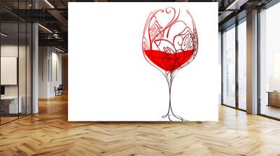 Stylized wineglass Wall mural