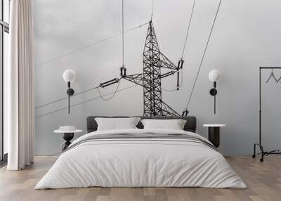 High voltage tower with stormy sky in the background Wall mural