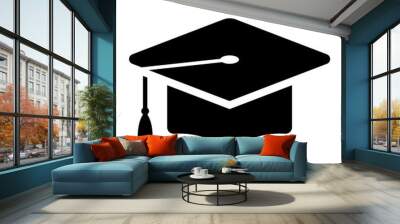 Graduation or graduate icon. Students cap, education illustration Wall mural