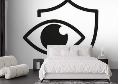 Shield with eyes icon. Eye protection. Safety sign eye protection. Preservation vision. Wall mural