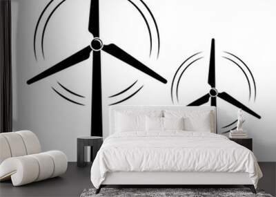 Windmill, Wind eco energy icon. Rotating windmill vector illustration Wall mural