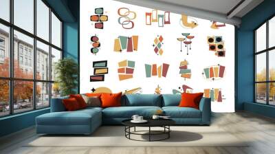 Retro Vintage Mid Century Element Set Wall mural