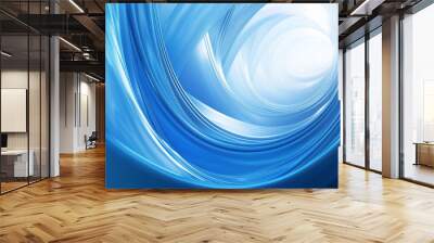 A blue background, glowing with light. a spinning spiral at right. Wall mural