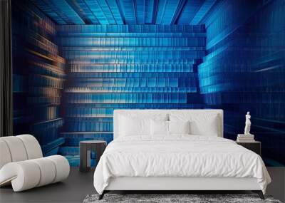 Books composed of data, blue gradient  Wall mural