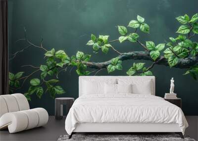 game art, props design, concept design, birch, branches leaves  Wall mural