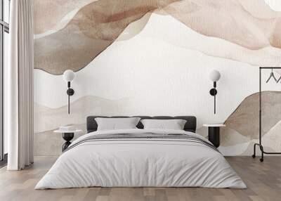 nordic minimalist abstract shapes watercolor in taupe and beige simple Wall mural