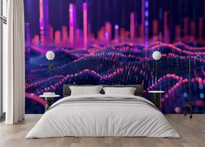 Smart city and abstract line and dot connect with gradient line design big data connection technology concept.  Wall mural