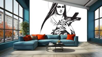 Saint Therese of Lisieux Child Jesus Illustration catholic religious vector Wall mural