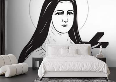 Saint Therese of Lisieux Child Jesus vector catholic religious Illustration Wall mural