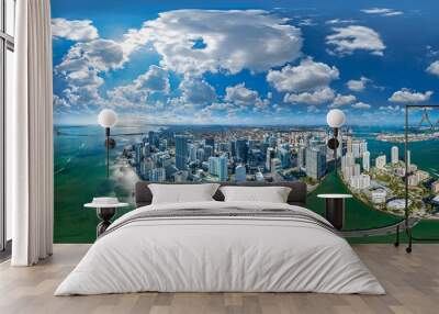 Brickell Key Miami Downtown panorama 360 x 180 aerial Wall mural