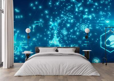 Abstract geometric hexagons shape medicine and science concept  - illustration rendering Wall mural